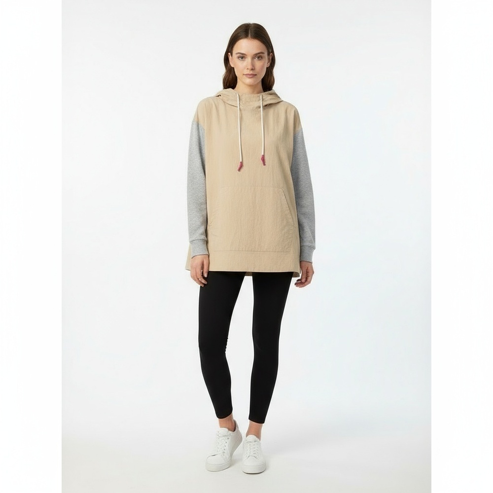 NWT Johnny Was Womens Hoodie Pullover Beige Tan Grey Calme, Medium